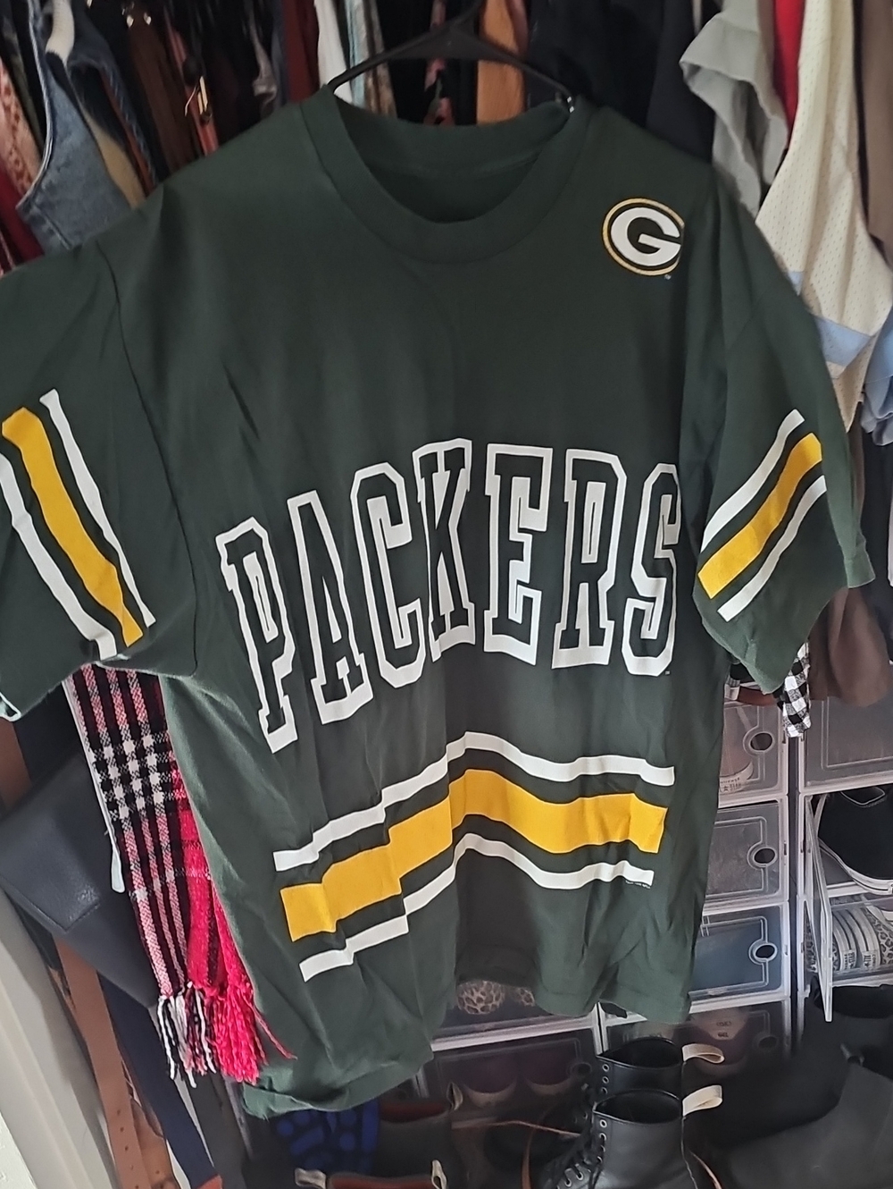 Green Packers Short-Sleeve Jersey Tee with Yellow Stripes